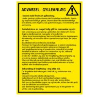 Skilt "Advarsel - Gylleanlg" 420 x 297 mm.